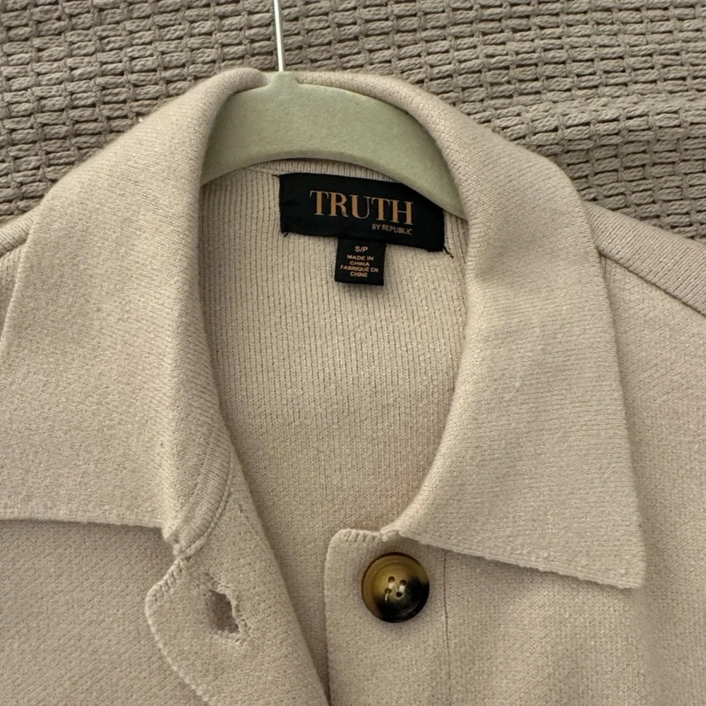 Women's Beige Button-Up Light Knit Sweater - Picture 2 of 7